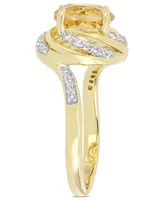 Citrine (1-4/5 ct. t.w.), White Topaz (1/7 t.w.) and Diamond Accent Swirl Ring 18k Yellow Gold Over Sterling Silver