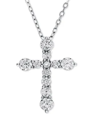 Diamond Cross Adjustable Pendant Necklace (1-1/2 ct. t.w.) in 14k White Gold