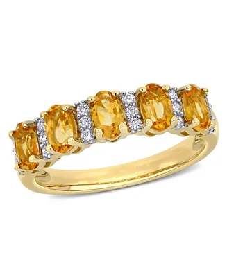 Citrine (1-1/6 ct. t.w.) and Diamond (1/6 Semi Eternity Ring 14k Yellow Gold