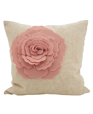 Saro Lifestyle Rose Flower Statement Decorative Pillow, 18" x