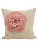 Saro Lifestyle Rose Flower Statement Decorative Pillow, 18" x