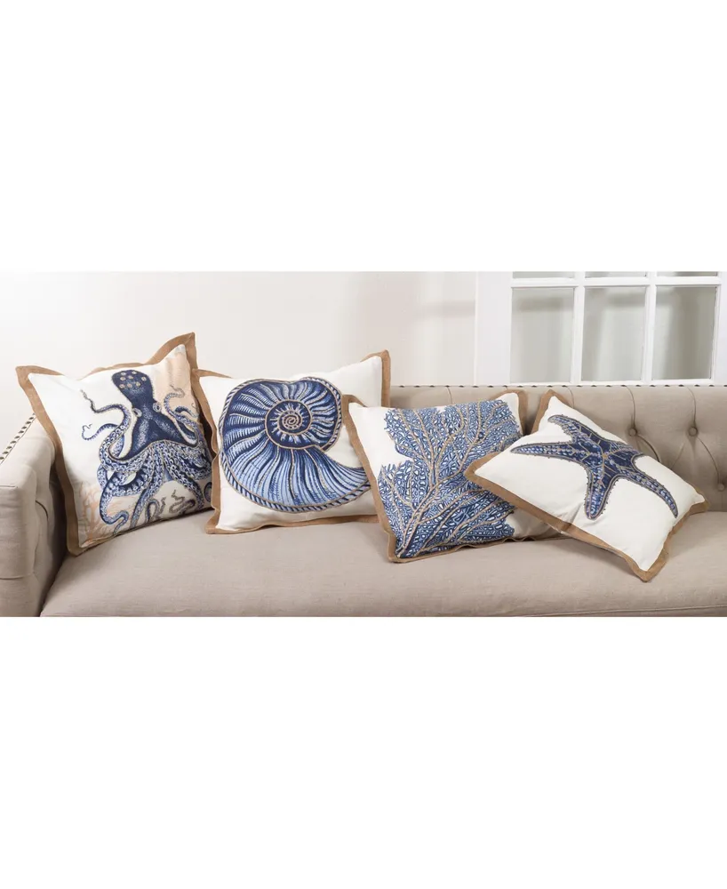 Saro Lifestyle Nautilus Spiral Shell Decorative Pillow, 20" x 20"
