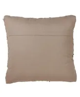 Saro Lifestyle Chindi Cotton and Leather Decorative Pillow, 20" x 20"