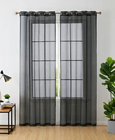 Hlc.me 2 Piece Semi Sheer Voile Window Curtain Drapes Grommet Panels for Bedroom