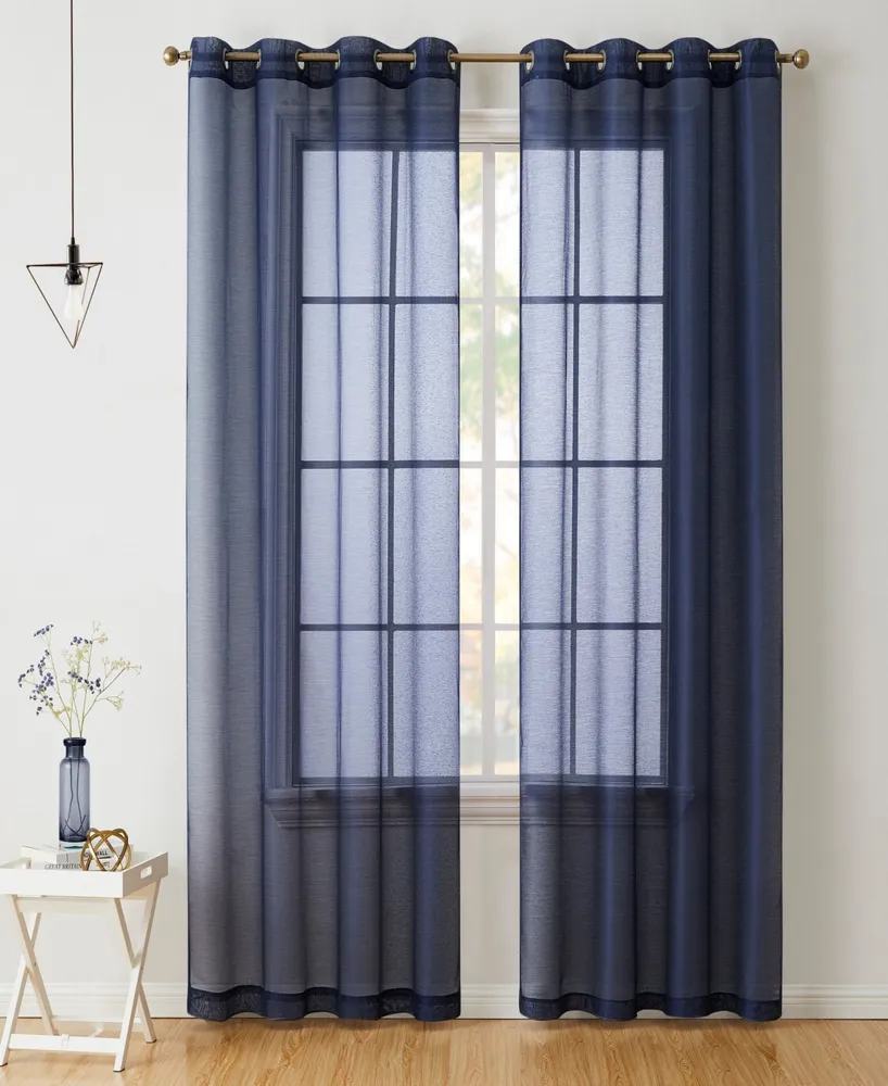 Hlc.me 2 Piece Semi Sheer Voile Window Curtain Drapes Grommet Panels for Bedroom, Living Room & Kids