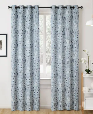 Hlc.me Paris Paisley Decorative Print Damask Pattern Thermal Insulated Blackout Energy Savings Room Darkening Soundproof Grommet Window Curtain Panels