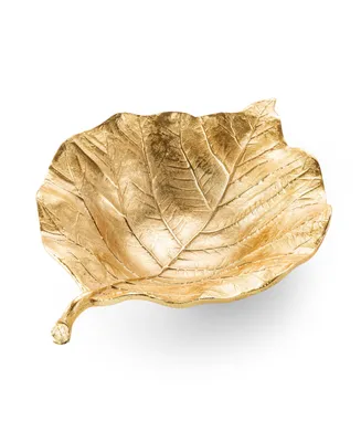 Classic Touch Gold Leaf Shaped Bowl with Vein Design