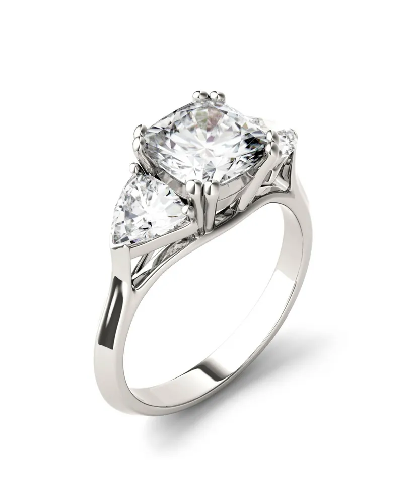 Moissanite Three Stone Ring 3 ct. t.w. Diamond Equivalent 14k White Gold