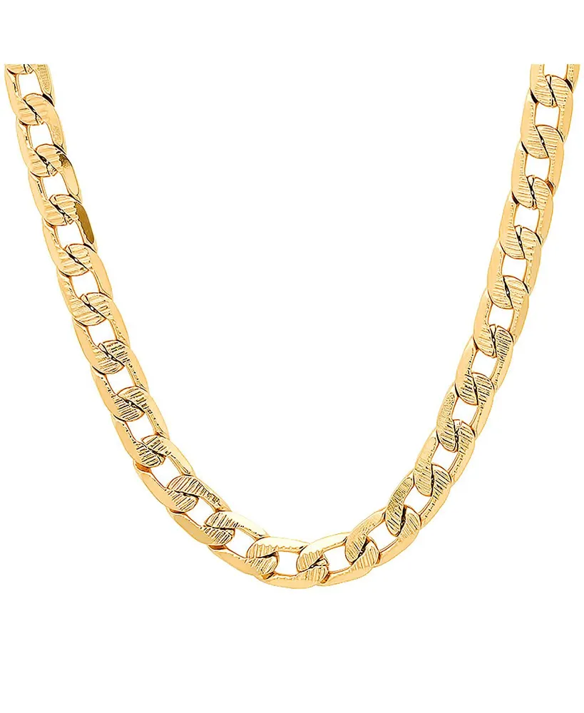 Steeltime Men's 18k gold Plated Stainless Steel Accented 8mm Cuban Chain 24" Necklaces