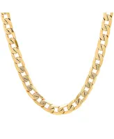 Steeltime Men's 18k gold Plated Stainless Steel Accented 8mm Cuban Chain 24" Necklaces