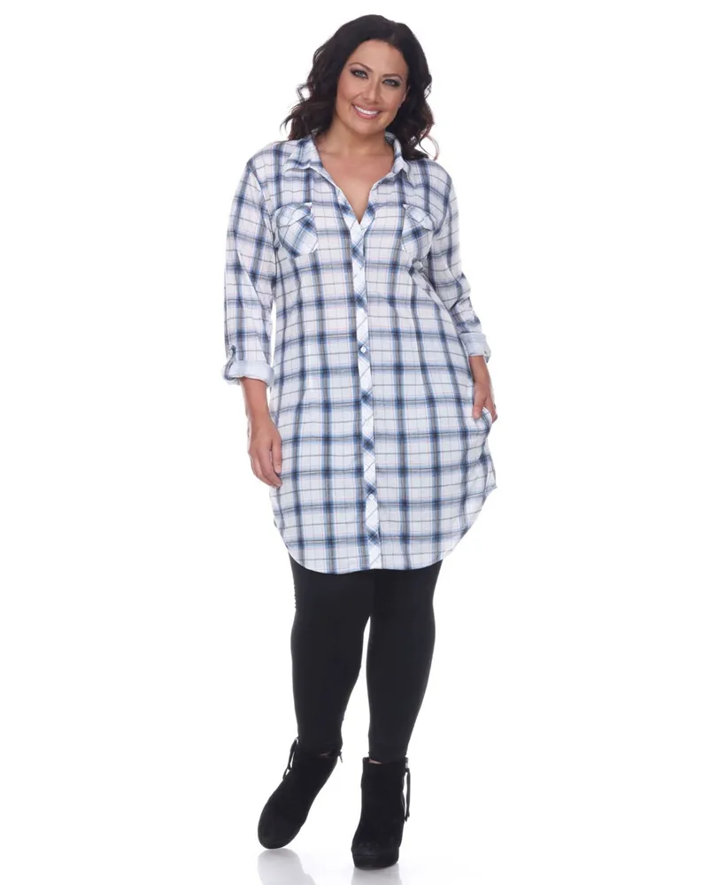 White Mark Plus Piper Stretchy Plaid Tunic