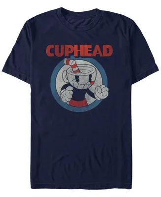 Cuphead Men's Vintage-Like Circle Profile Cuphead Short Sleeve T-Shirt