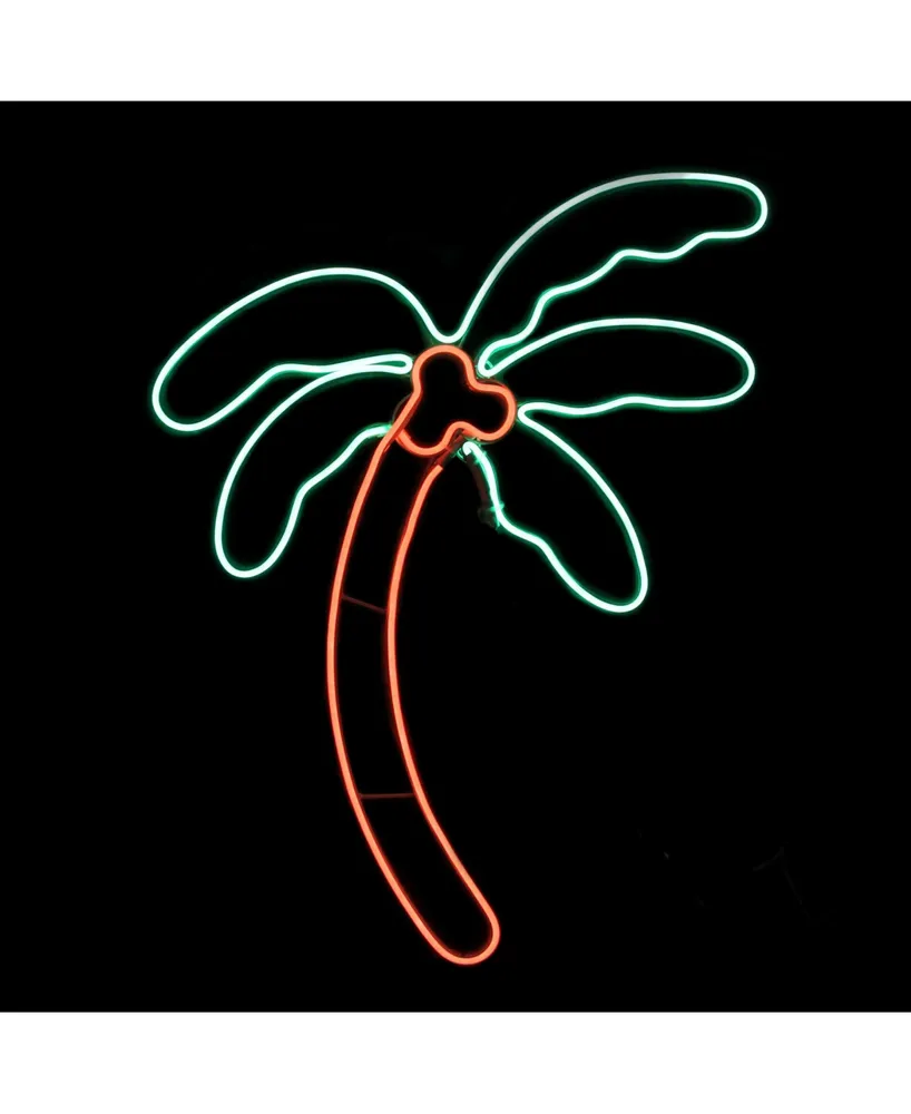 Northlight Neon Style Led Lighted Coconut Palm Tree Window Silhouette Decoration