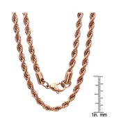 Steeltime Men's 18k Rose gold Plated Stainless Steel Rope Chain 24" Necklace