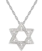 Cubic Zirconia Star of David 18" Pendant Necklace in Sterling Silver