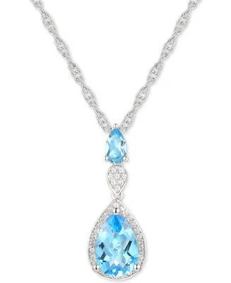 Blue Topaz (2 ct. t.w.) & Diamond (1/10 ct. t.w.) 18" Lariat Necklace in Sterling Silver