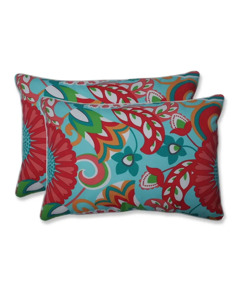 Pillow Perfect Printed Indoor/Outdoor 2-Pack Decorative Pillow, 12" x 18"