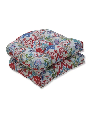 Pillow Perfect Printed Tufted Indoorr/Outdoor 2-Pack Chair Pads, 19" x 19"