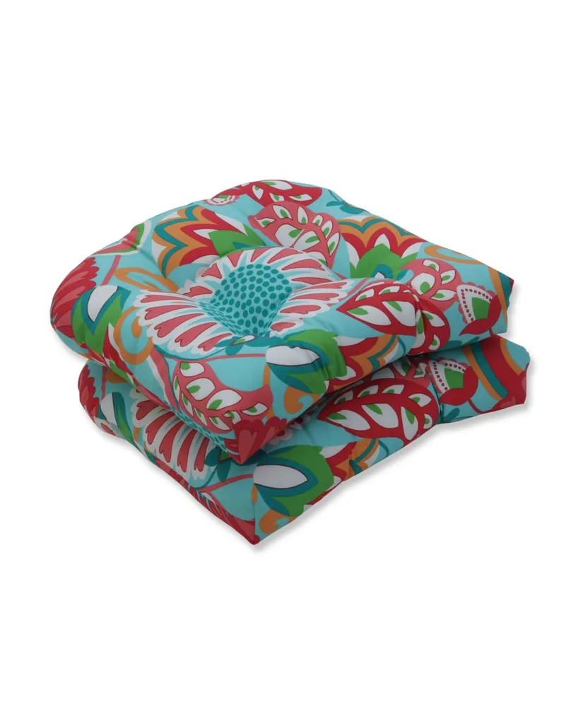 Printed 19" x Tufted Outdoor Chair Pad Seat Cushion 2-Pack