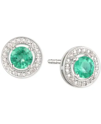 Sapphire (5/8 ct. t.w.) & Diamond Accent Stud Earrings Sterling Silver (Also Available Emerald and Ruby)