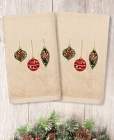 Linum Home Christmas Ornaments Embroidered 100% Turkish Cotton 2-Pc. Hand Towel Set