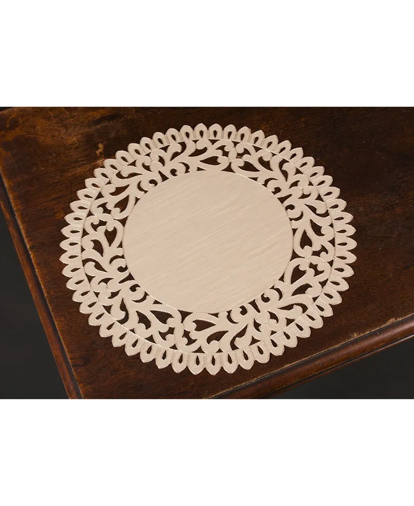 Xia Home Fashions Vine Embroidered Cutwork Round Placemats, 16" Round, Set of 4