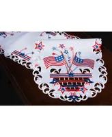 Xia Home Fashions Star Spangled Embroidered Cutwork Table Runner