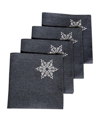 Xia Home Fashions Glisten Snowflake Embroidered Christmas Napkins, 20" x 20", Set of 4