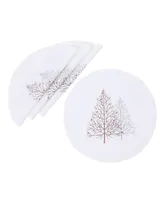 Manor Luxe Festive Trees Embroidered Christmas Placemats 16" Round, Set of 4