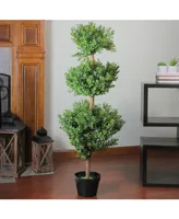 Northlight Potted Two-Tone Murraya Artificial Triple Ball Topiary Christmas Tree - Unlit