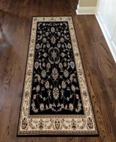 Closeout! Km Home 1596/1314/Black Pesaro Black 2'2" x 7'7" Runner Rug