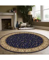 Closeout! Km Home 1599/1555/Navy Pesaro Blue 5'3" x 5'3" Round Area Rug