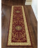 Closeout! Km Home 1419/1334/Burgundy Navelli Red 2'2" x 8' Runner Rug