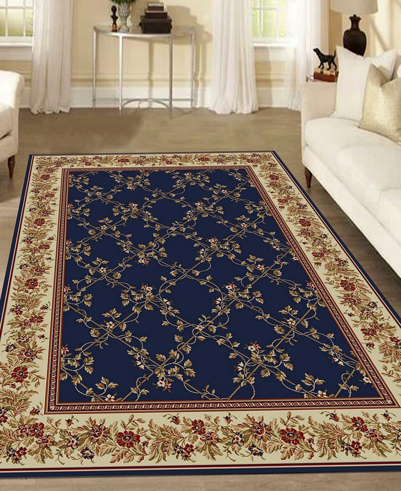 Closeout! Km Home 1590/4003/Navy Pesaro Blue 7'9" x 11' Area Rug
