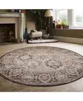 Closeout! Km Home 3802/0034/Beige Gerola Beige 5'3" x 5'3" Round Area Rug