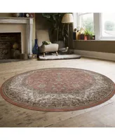 Closeout! Km Home 3810/0024/Terracotta Gerola Red 5'3" x 5'3" Round Area Rug