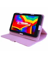 Linsay New 7" Tablet Quad Core 64GB Storage Android 13 with Pink Case