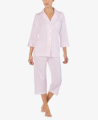 Lauren Ralph 3/4 Sleeve Classic Notch Collar Capri Pajama Set