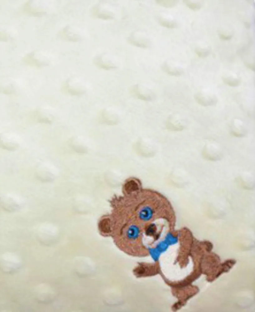 Lil' Cub Hub Minky Baby Boy Blanket With Embroidered Boy Bear