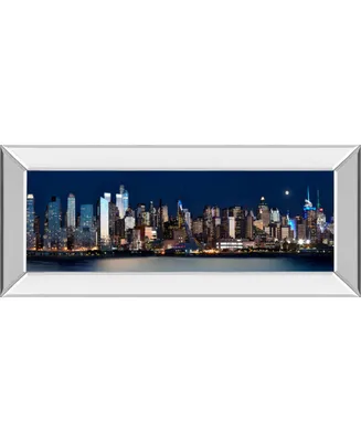 Classy Art New York At Night Xi by James Mcloughlin Mirror Framed Print Wall Art - 18" x 42"