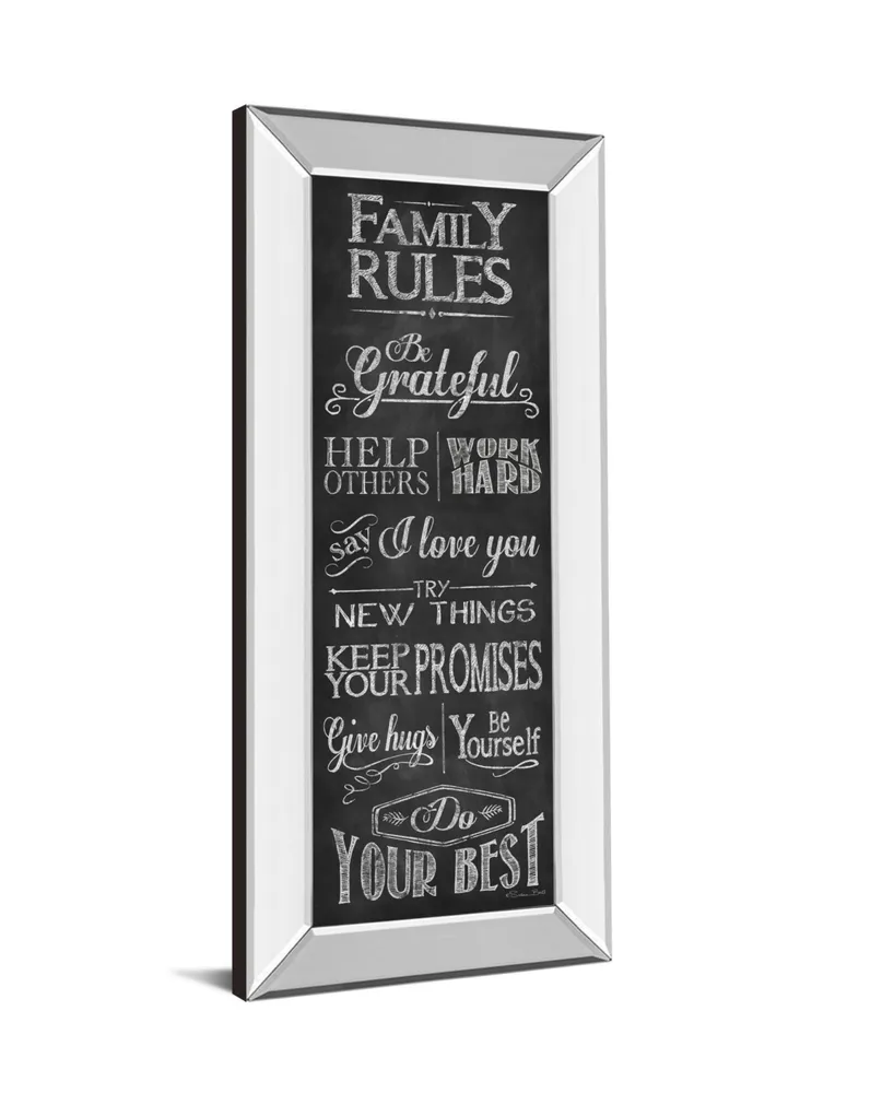 Classy Art Family Rules by Susan Ball Mirror Framed Print Wall Art - 18" x 42"