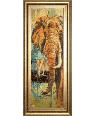 Classy Art New Safari on Teal Il by Patricia Pinto Framed Print Wall Art - 18" x 42"