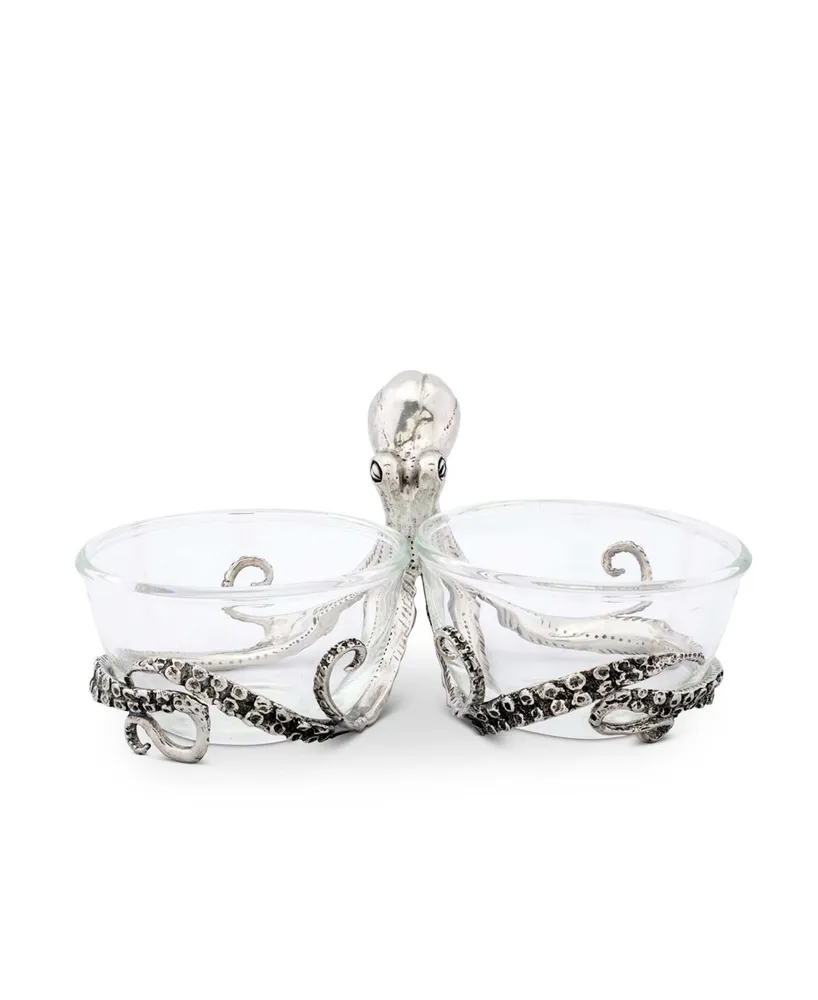 Vagabond House Pewter Octopus with Twin Glass Bowls