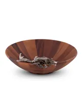 Vagabond House Wood Salad Serving Bowl with Pewter Crab