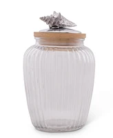 Arthur Court Canister Glass for Kitchen with Rubber Airtight Seal for Food Storage Shell Ocean Knob