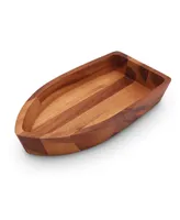 Arthur Court Acacia Wood Serving Bowl for Fruits or Salads Boat Shape Style Large Wooden Single Bowl