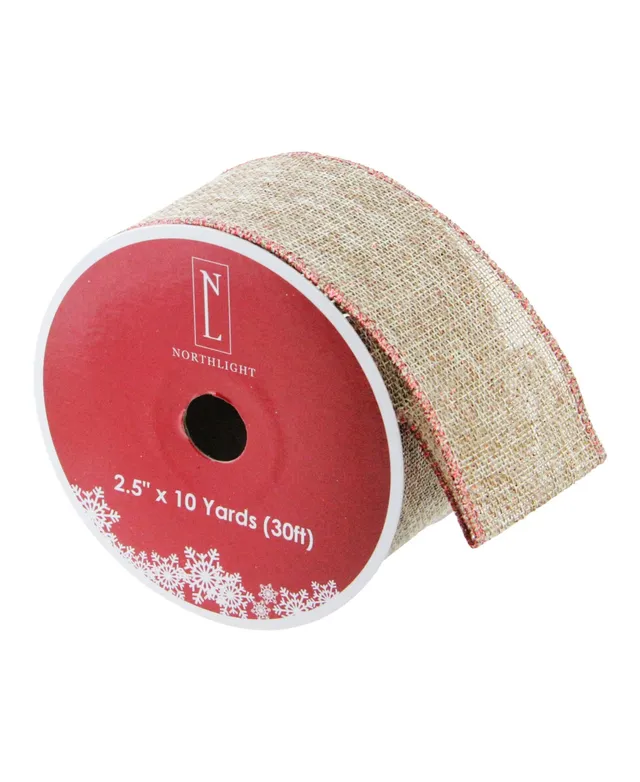 Northlight 2.5 x 120 Yards Star Christmas Wired Craft Ribbons, 12 pk. -  Red and Beige