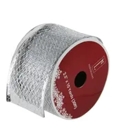 Northlight Pack of 12 Glittering Silver Metallic Lattice Wired Christmas Craft Ribbon Spool - 2.5" x 120 Yards Total