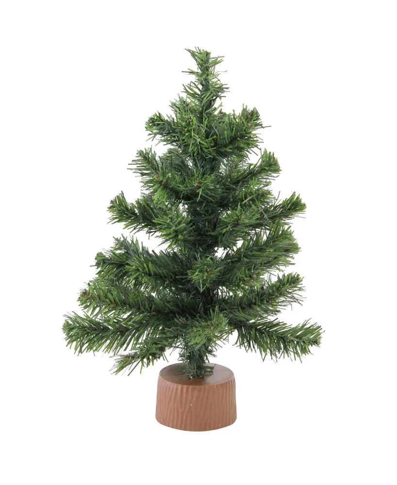 Northlight 12" Mini Canadian Pine Artificial Christmas Tree in Faux Wood Base - Unlit