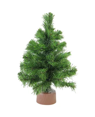 Northlight 12" Mini Pine Artificial Christmas Tree in Faux Wood Base - Unlit